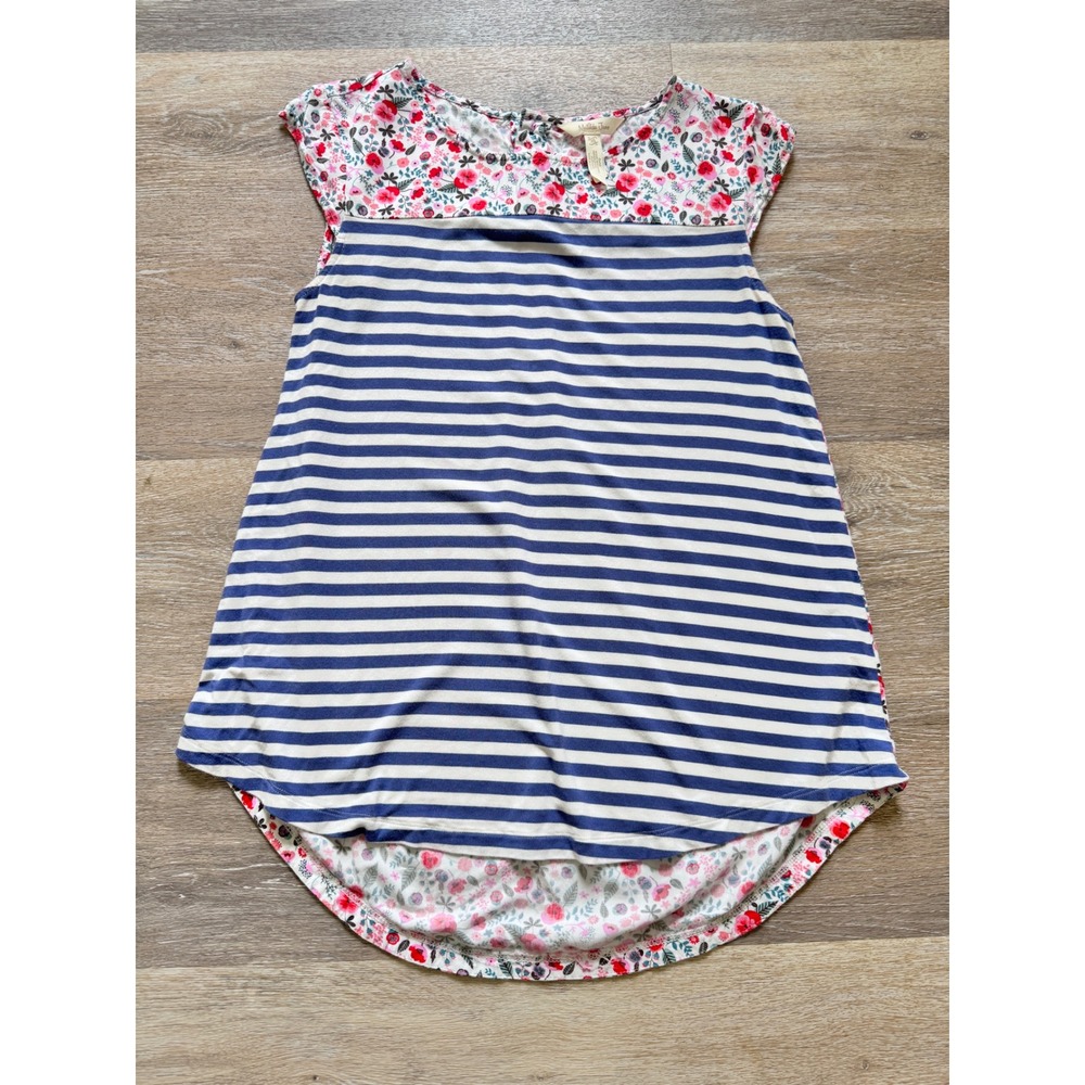 Matilda Jane Womens XS Floral Striped Mixed Media‎ Tunic Top Sleeveless High Low